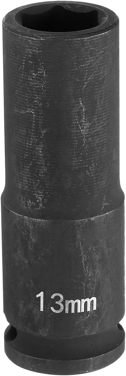 sourcing map Deep Impact Socket 3/8" Square Drive by 13mm Metric, Black