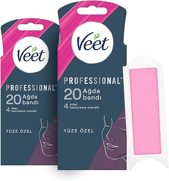 Veet Professional Yüze Özel Ağda Bandı Normal Ciltler (2 x 20 Adet), Ağda Bandı