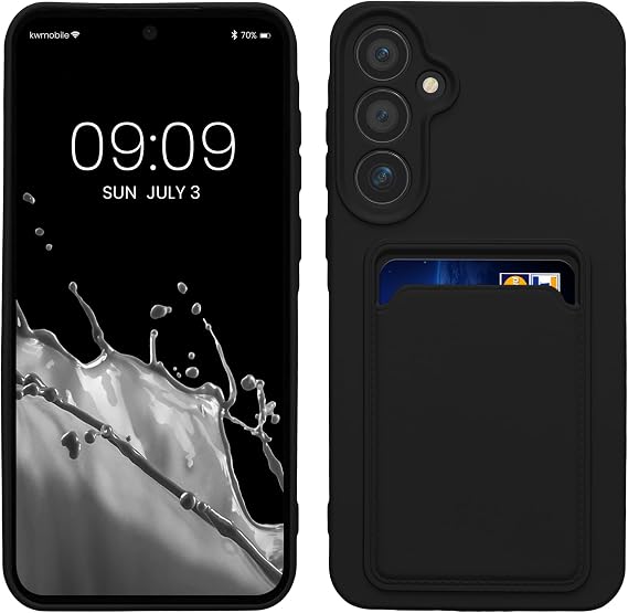 kwmobile Case Compatible with Samsung Galaxy A55 5G Case - TPU Phone Cover with Credit Card Holder - Black