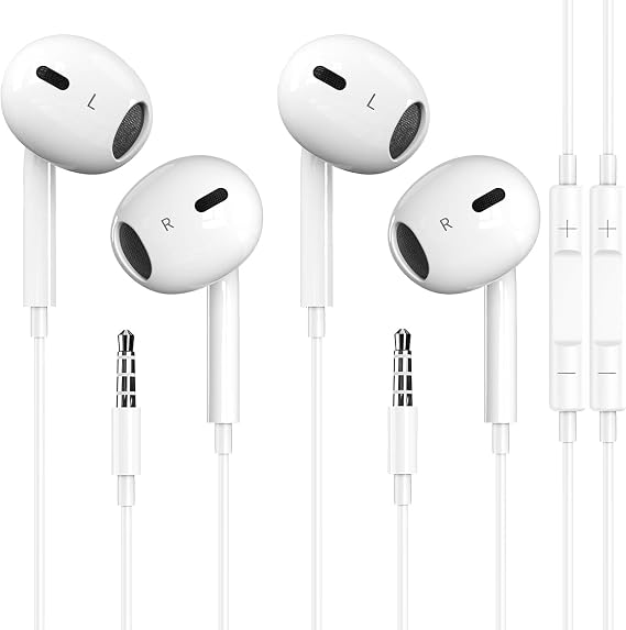 2 Paket Kablolu iPhone Kulaklıklar/iPhone Kulaklıklar/Kulaklık 3.5mm Kablolu [MFi Sertifikalı] Mikrofonlu Mic, iPhone, iPad, iPod, Bilgisayar, MP3/4, Android ile Uyumlu Ses Kontrolü En 3.5mm Ses