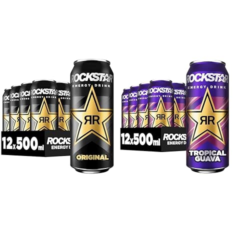 Rockstar Energy Drink Original (12 x 500 ml) + Rockstar Energy Drink Tropical Guava (12 x 500 ml)