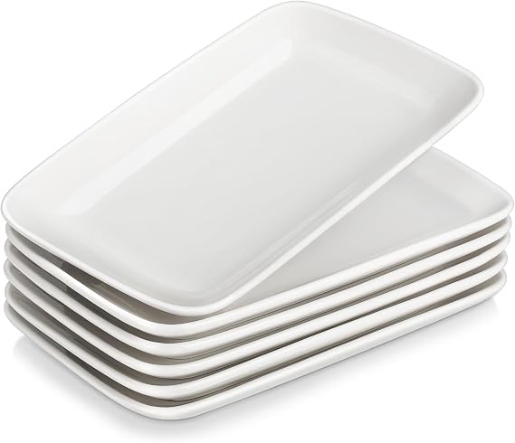 MALACASA Porcelain Serving Platters, Small Serving Trays, Set of 6, White