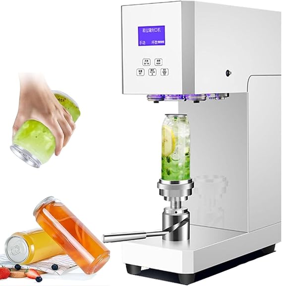 Can Sealing Machine, 370W Can Seamer with Intelligent Panel & Counting, Adjustable Height for 55mm Tin Cans, Ideal for Milk Tea, Coffee, Pop & PET Cans