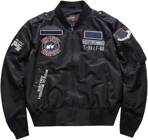 Generisch Bomber Jacket Men's Winter Jacket Embroidered Patches Jacket Slim Fit College Jacket Y2K Hip Hop Baseball Jacket Windbreaker Short Jacket Fashion Transition Jacket Breathable Sports Jacket