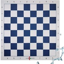 Standard Professional Tournament Chessboard, 20" x 20" in Size with 2.25" Squares. 100% Durable Felt Fabric. Waterproof and Stain Resistant, Washable and Ironable. (Blue)