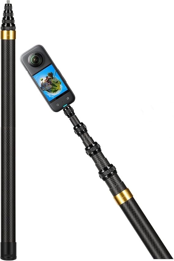 3mt 300cm Carbon Fiber Görünmez Hayalet Çubuk Invisible Stick Insta360 X X2 X3 X4 X4 Air X5 X6, ONE RS, GO 3, One X, Evo DJI Osmo 360 vb Aksiyon Kameraları ile Uyumlu