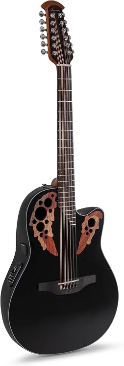 Ovation CE4412-5-G Celebrity Elite Mid Cutway Electric Guitar 12 Strings Black
