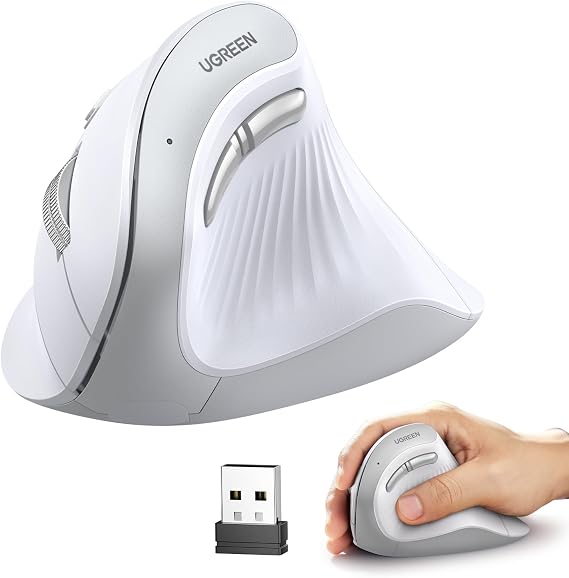 UGREEN Wireless Mouse, Vertical, Quiet, Bluetooth 5.0, Wireless 2.4 GHz