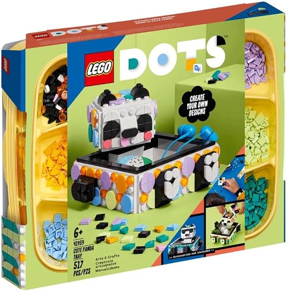 LEGO® DOTS Sevimli Panda Tepsi 41959-6 Yaş ve Üzeri Çocuklar için Yaratıcı ve Kullanışlı Saklama Kutusu Yapım Seti (517 Parça)
