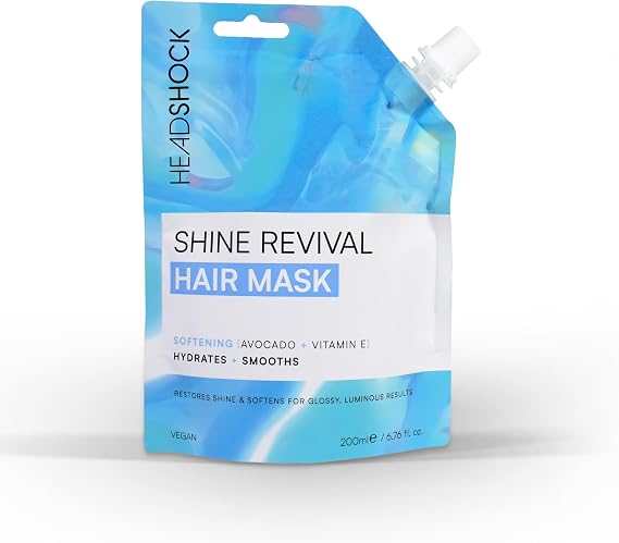 Headshock Shine Revival Softening Hair Mask |Avocado + Vitamin E | Resealable Pouch | 200ml