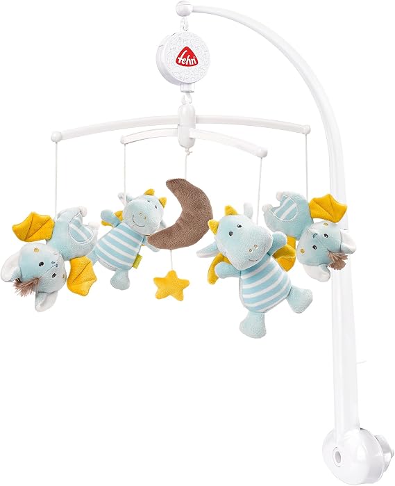 Fehn Müzik Mobil Küçük Kale - Sevimli Hayvanlarla Bebek Uyku Yardımı - Bebek Mobil Müzik Kutusu Melodi - 0-5 Ay arası Bebekler için Bebek Yatağı Oyuncak