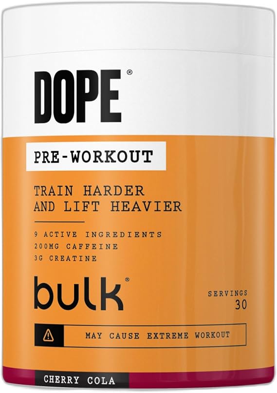 Bulk Dope Pre-Workout Powder | Cherry Cola | 3g Creatine per Serving | 200mg Caffeine | Citrulline Malate & Arginine AKG | Beta-Alanine | Energy, Focus & Performance | 510g Supplement