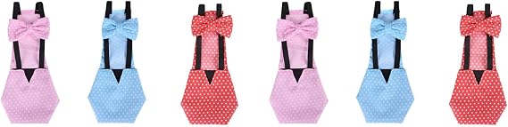 Chicken Diapers Bantam Hens - Reusable 6 Pcs with Bow Ties Poultry Nappies Washable Waterproof for Pets Ducks Silkie,M