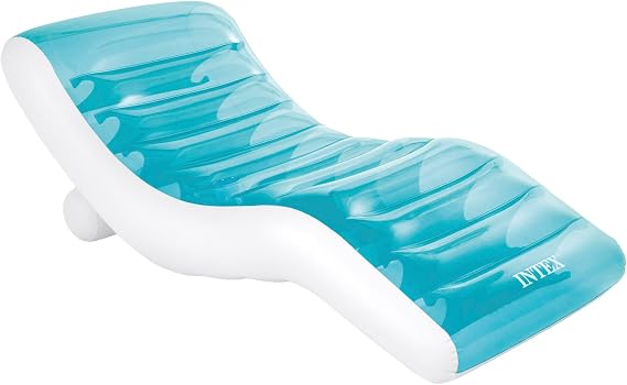 Intex 56874 Splash Lounge Inflatable Mat, Pool Float, Capacity 1 Person, Maximum Weight Supported 100 kg, Measures 10 x 191 cm, with Drink Holder, Splash Blue
