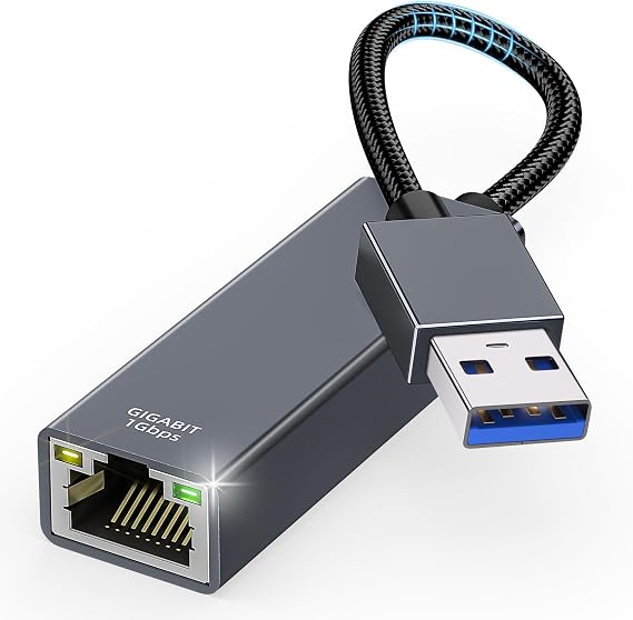 USB Ethernet Adapter, USB 3.0 RJ45 Gigabit 1000Mbps Ethernet LAN Network Adapter Compatible with Laptop, MacBook, Surface Book, PC with Windows 11/10/8/7, XP, Vista, Linux