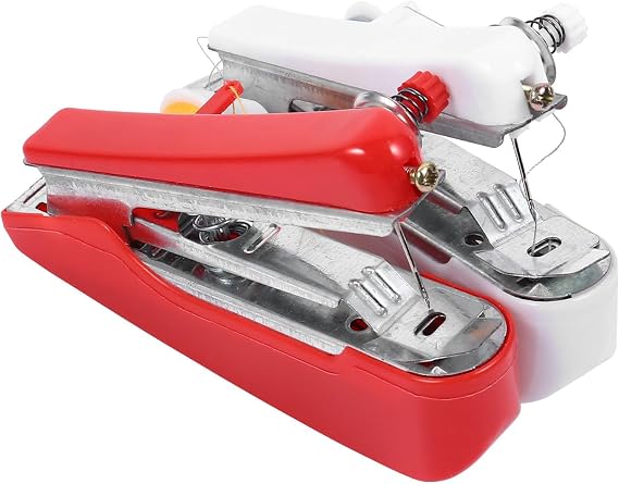 Mini Handheld Sewing Machine Lightweight Metal and Plastic 2pcs Portable Manual Sewing Machine Compact Device for Home and Travel Use