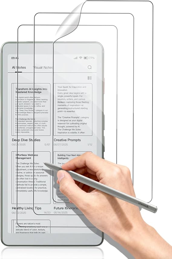 ペーパーフィールスクリーンプロテクター Viwoods AiPaper Reader 6.13インチ用 マットアンチグレアPETフィルム 指紋防止 傷防止 自然な書き味と描画用 3枚パック