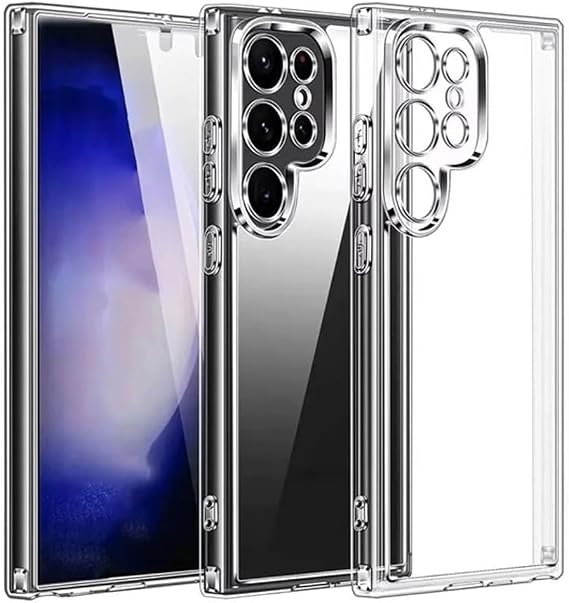Coverzone Samsung Galaxy S24 Ultra İle Uyumlu Kılıf Transparan Şeffaf GlassElegance TPU Tam Koruma Arka Kapak Şeffaf Renk