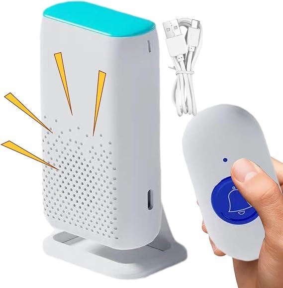 Wireless Caregiver Pager - Elderly Wireless Smart Call Buzzer, Personal Alarm System, Senior Alert Button | Long Range Medical Alert, Senior Care Safety Device for Home, Hospital Alert Elderly