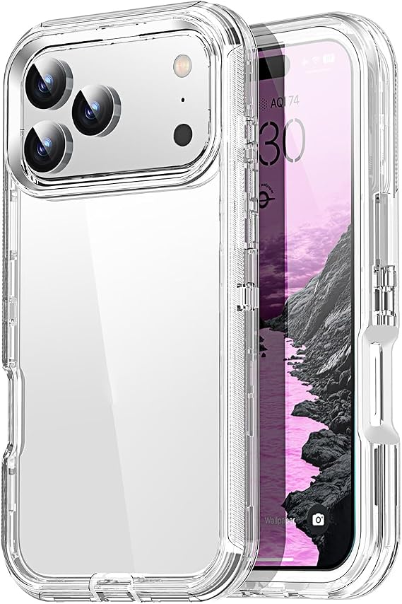 AICase for iPhone 17 Pro Max Case Clear 3 in 1 Heavy Duty Drop Protection