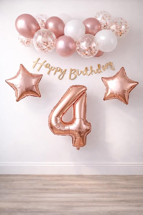 4 Yaş Rose Gold Konsept Doğum Günü Seti