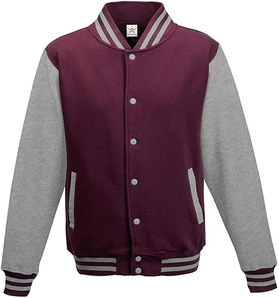 Stars and Stripes Varsity Jacket Burgundy with Heather Grey Sleeve College, University wear PLUS 1 T SHIRT with Varsity Jacket
