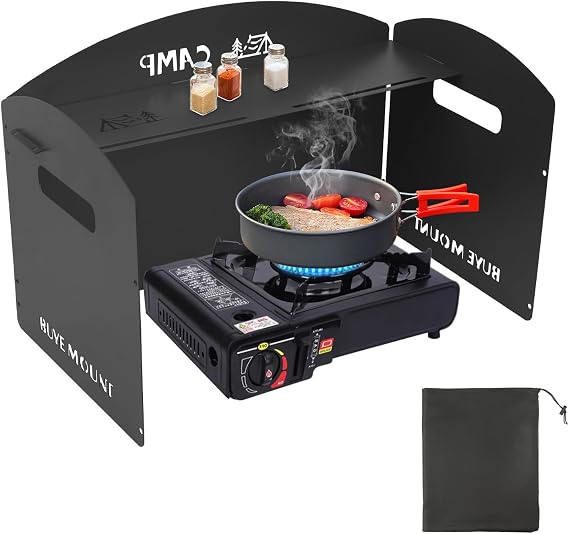 GEEKHOM Camping Stove Windscreen Outdoor Windshield Steel Foldable Wind Blocker with Storage Bag – for Gas/Butane Stoves, Campers, Hikers, Picnickers in Hiking & Backpacking