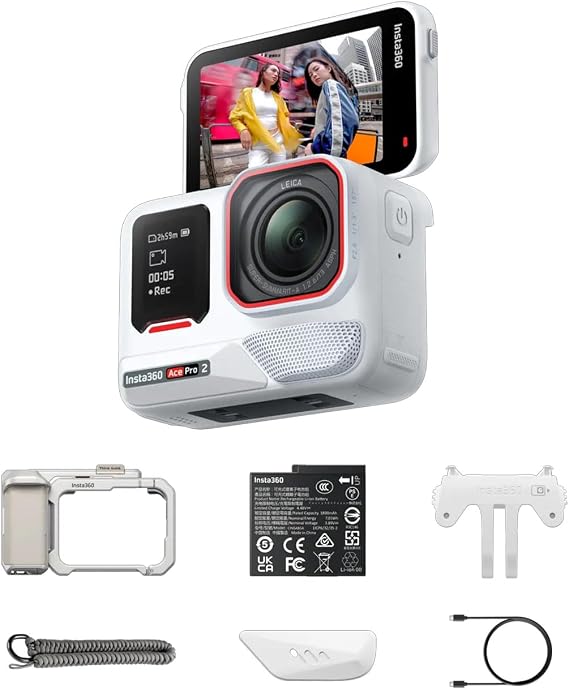 Insta360 Ace Pro 2 Xplorer Bundle (Arctic White) Action Camera with 8K Video Resolution