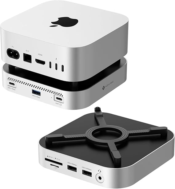 Mac Mini M4 Dock with 10Gbps NVMe SSD Enclosure (Up to 8TB) USB C Hub