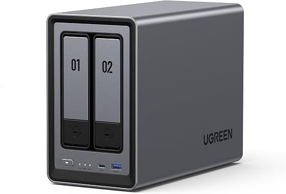 UGREEN NASync DXP2800 2 Bay Desktop NAS Kit, Intel N100 Quad Core CPU, 8GB DDR5 RAM, 2.5GbE, 2 * M.2 NVMe Slots, 4K HDMI, Network Attached Storage Hard Drive Not Included