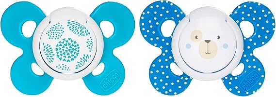 Chicco PhysioForma Comfort Pacifier, Newborn Pacifier 6-16 Months, Soft Silicone Nipple, Helps Physiological Breathing and Promotes Correct Mouth Development, Assorted Colors, 2 Pcs