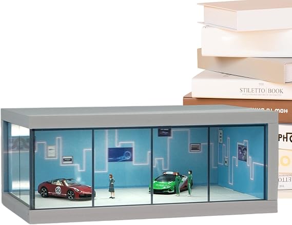 Car Model Display Cabinet - Stackable LED Showcase For 1:64 Scale Miniature Cars, Storage Organizer | Space-Saving Display Box With Light For Diecast Vehicle Collection, Shelf Protection Se