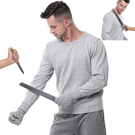 Cut & Puncture Resistant Vest - Level 5 Protective Cut Clothing, Puncture Resistant Round Neck Long Sleeve T-Shirt to Protect Personal Safety, Used to Protect Personal Safety lightgray-3XL