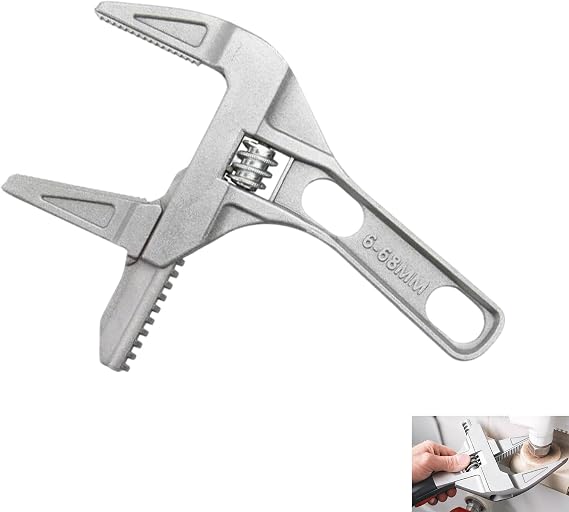 Adjustable Spanner Wrench, 6-68mm Wide Jaw Adjustable Spanner, 2-in-1 Ultra Thin Plumbing Spanner, 200mm Aluminium Alloy Wrench for Sink Basin Tap Nut Hand Repair Tool for Repairs Mechanics Household