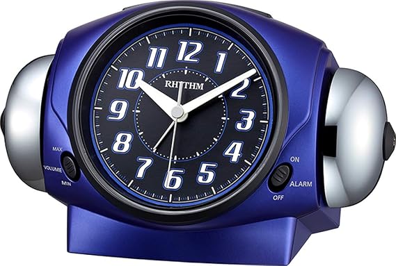 RHYTHM 8RA646SR04 Alarm Clock, Continuous Second Hand, Loud Bell, Alarm, Blue, 4.8 x 7.3 x 4.2 inches 12.1 x 18.5 x 10.6 cm