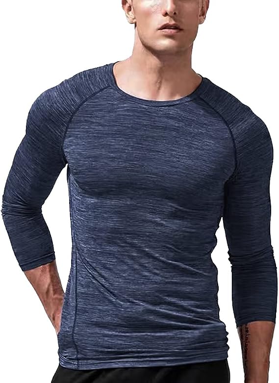 Muscle Alive Men Skinny Tight Compression Base Layer Short Sleeve T Shirt Bodybuilding Tops Polyester and Spandex