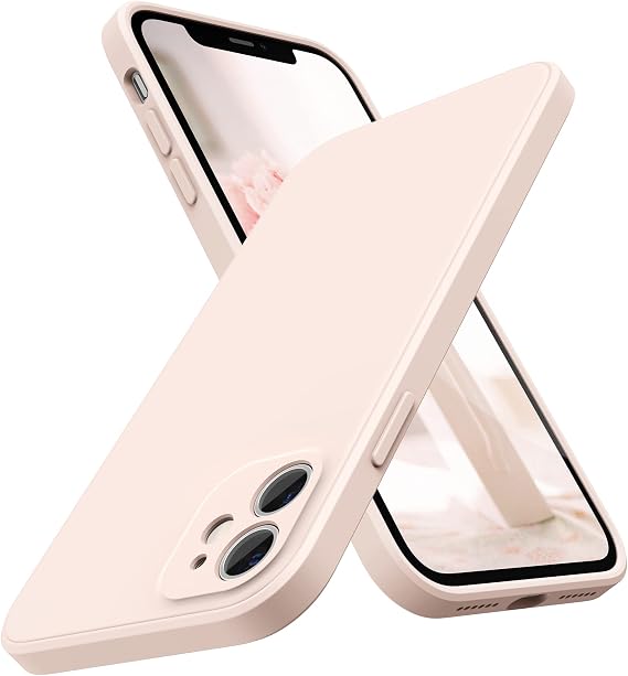 SURPHY Silicone Case Compatible with iPhone 11, Rubber Silicone Cover with Flat Edge (Individual Protection for Each Lens) Case Cover for iPhone 11 6.1 Inch (Pink)