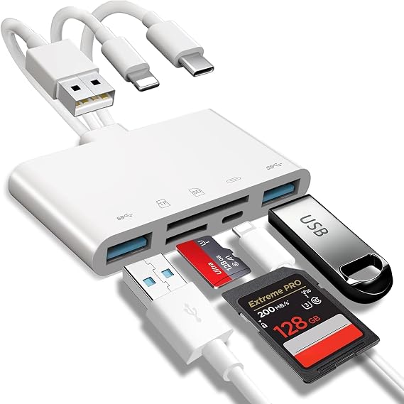 5-in-1 Memory Card Reader SD Card Reader & USB OTG Adapter
