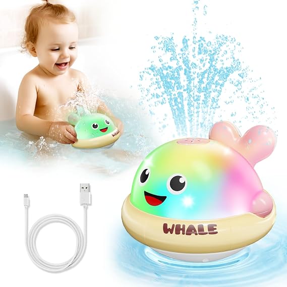 Baby Bath Toy Whale Sprinkler: Light Up Bath Toys for 1+ Year Old Girl Gift