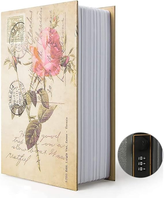 TourKing Diversion Book Safe Storage Box, Dictionary Secret Safe with Security Combination Lock/Key, Rose