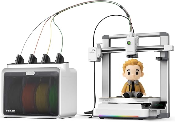 Creality SPARKX I7 Combo 3D Printer, Multi Color with CFS Lite AI Photo to 3D Printing 500mm/s High Speed Auto-Leveling Low Noise RGB Light 95% Pre-Assemble Essential Parts 10.24×10.24×10 inch