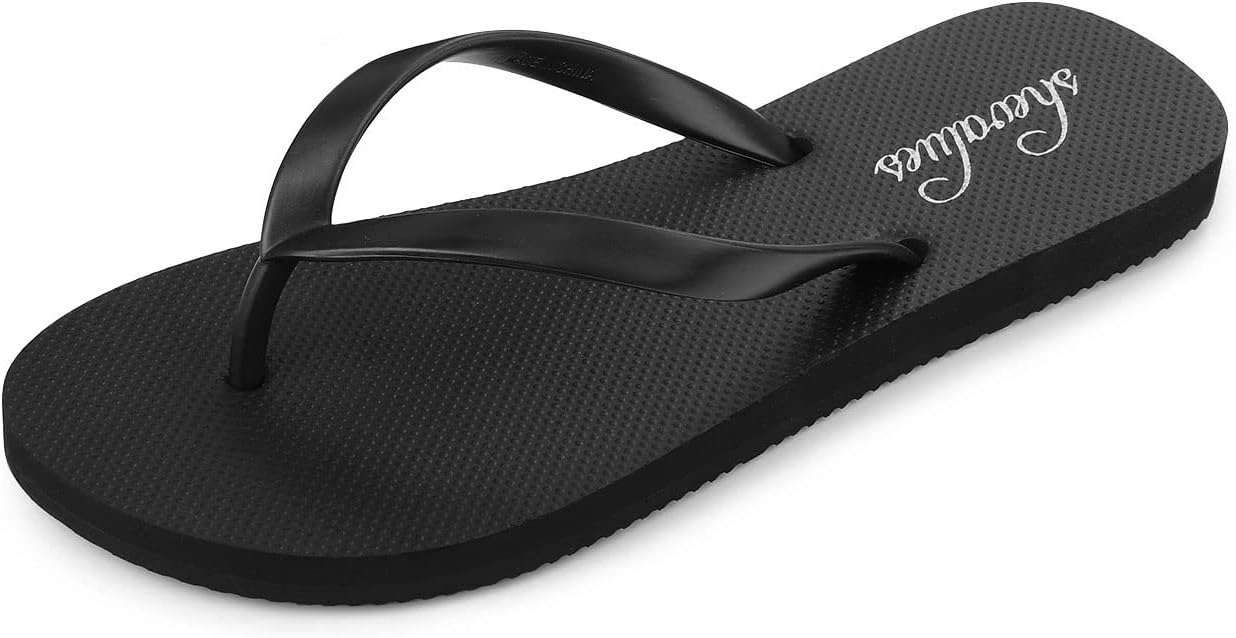 shevalues Slim Flip Flops for Women, Non-Slip Rubber Thong Sandals, Comfortable Shower & Beach Shoes