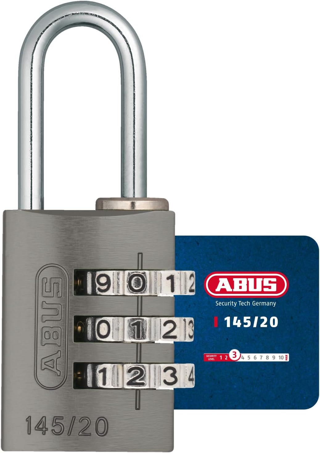 ABUS Combination Lock 14520 Titanium - Luggage Lock, Locker Lock and Much More. - Aluminium Padlock - Individually Adjustable Numerical Code - ABUS Security Level 3