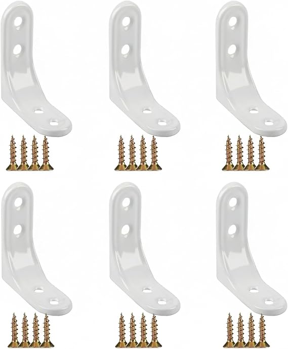 White Steel Floating Shelf Brackets, 2x2 Inch, 6 Pcs