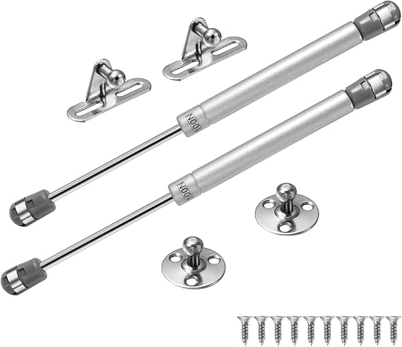 Vinabo 2 Pcs Gas Spring,100N Pistons for Kitchen Doors, Gas Piston for Doors, Pneumatic Jack for Furniture, Wardrobe Hinge, Shock Absorber Arm for Kitchen Furniture Hinge,Silver