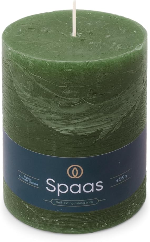 Spaas Rustic Pillar Candle 100/130 mm 95h, Dark Green [Energy Class A+]