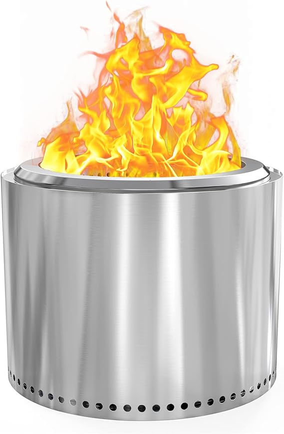 Onlyfire Stainless Steel Smokeless Fire Pit (48 x 37 cm) | Portable Outdoor Wood Burning Fireplaces with Removable Ash Pan for Backyard,Patio, Camping and Beach