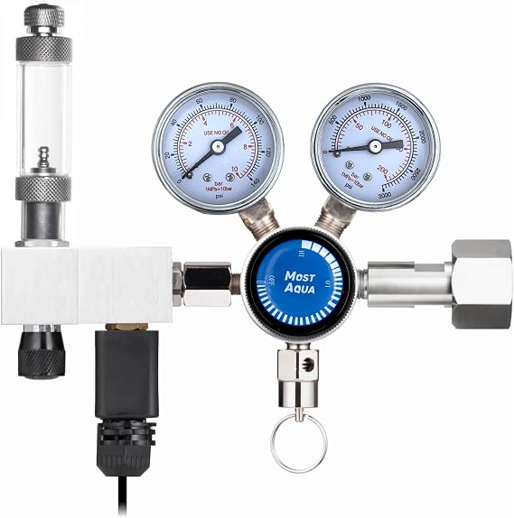 Aquarium Dual Stage Co2 Regulator, ProMaster Series, Co2 System Kit for Aquarium Plants, Integrated Bubble Counter and Adjustable Output Pressure