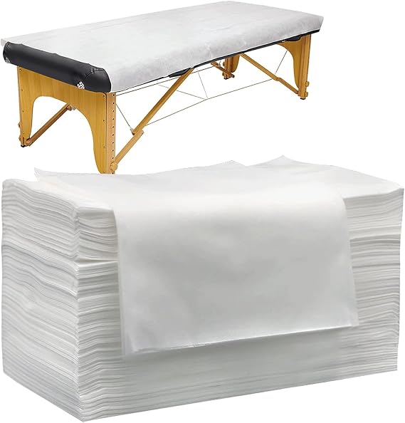 100pcs Disposable Massage Table Sheets, Tvvcalk Disposable Bed Sheets for Massage Table SPA Salon Beauty Travel, Made of Breathable Non-Woven Fabric, 31.5 x 70.8inch / 80 x 180cm