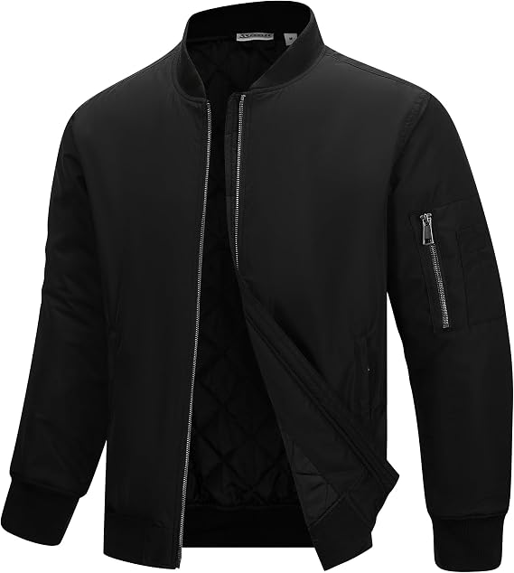 33,000ft Bomber Jacket Men Waterproof Windbreaker Insulated Puffer Jackets Sports Jackets Outwear for Motorcycle Hiking Golf Sailing